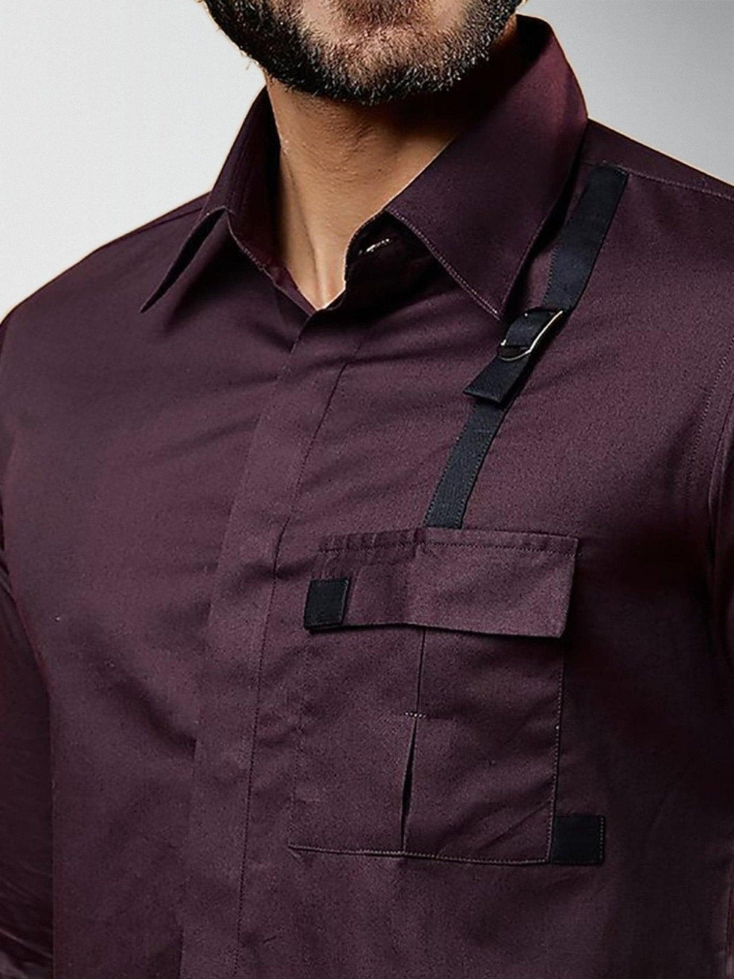 Panel Party Wear Burgundy Shirt - HE SPOKE - For Men