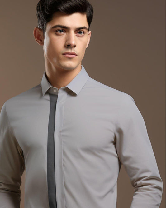 Patchwork Formal Grey Shirt - HE SPOKE - For Men