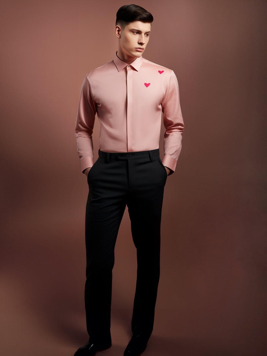 Patchwork Party Wear Pink Shirt - HE SPOKE - For Men