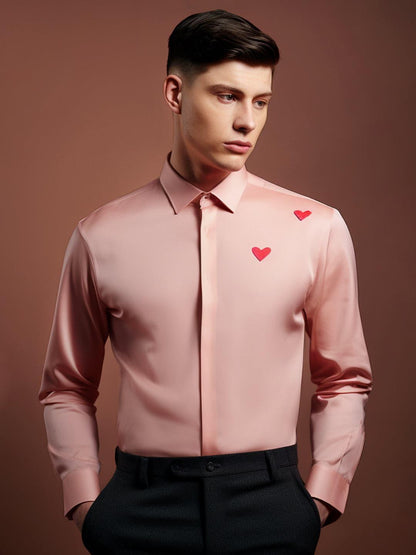 Patchwork Party Wear Pink Shirt - HE SPOKE - For Men