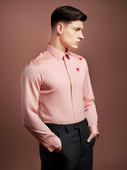 Patchwork Party Wear Pink Shirt - HE SPOKE - For Men