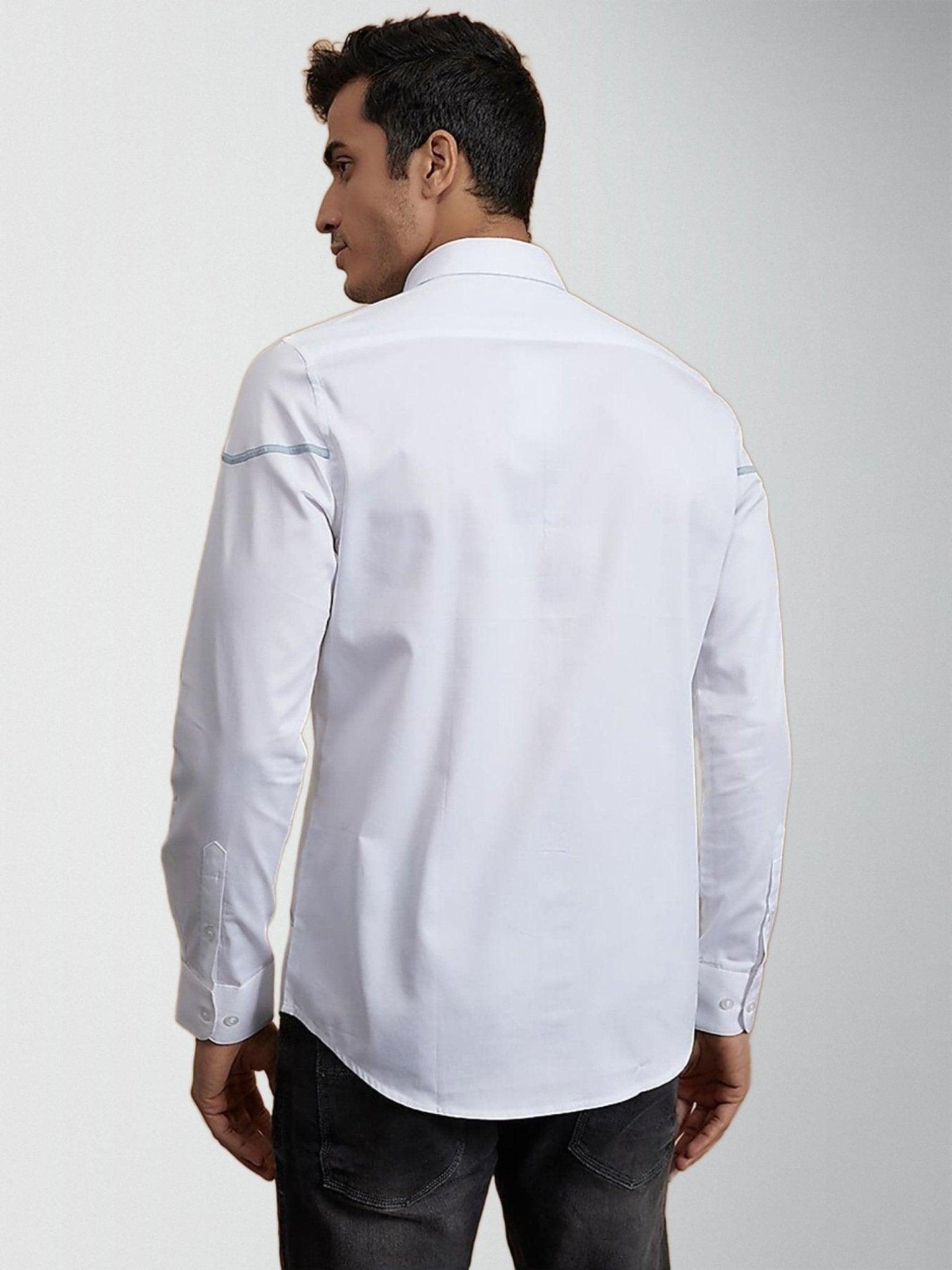 Patchwork Semi Formal White Shirt - HE SPOKE - For Men