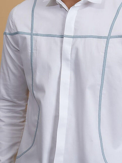 Patchwork Semi Formal White Shirt - HE SPOKE - For Men