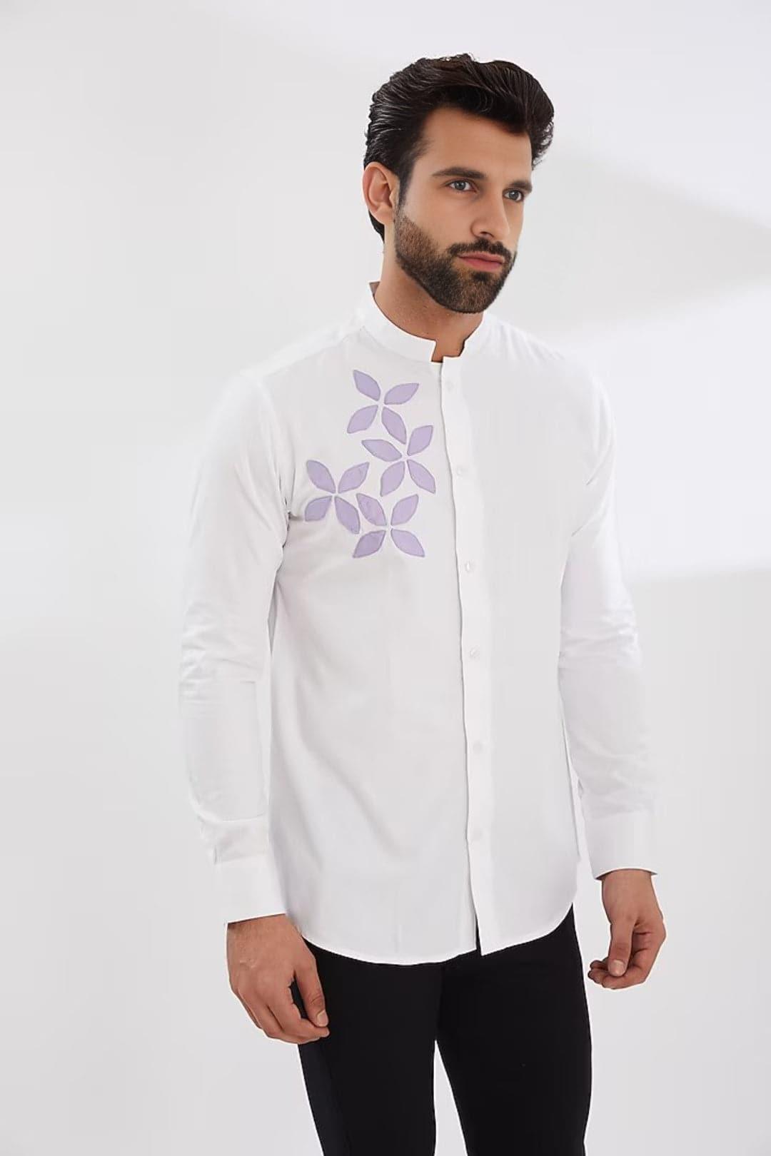 Patchwork Smart Casual White Shirt - HE SPOKE - For Men