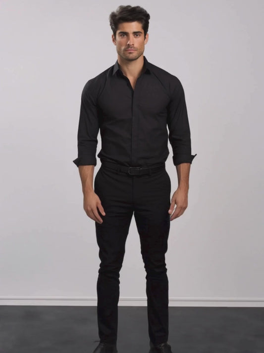 Black Formal Concealed Stretch Shirt