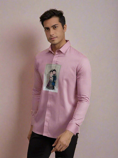 Printed Festive Pink Shirt - HE SPOKE - For Men