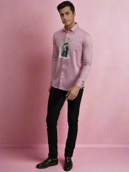 Printed Festive Pink Shirt - HE SPOKE - For Men