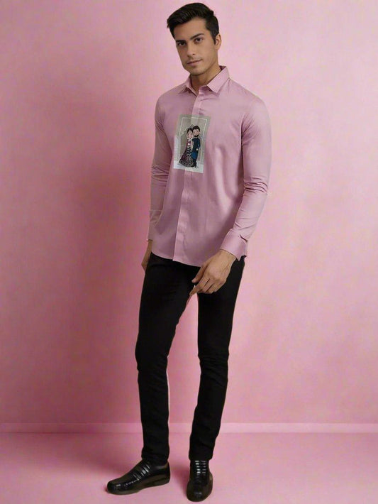 Printed Festive Pink Shirt - HE SPOKE - For Men