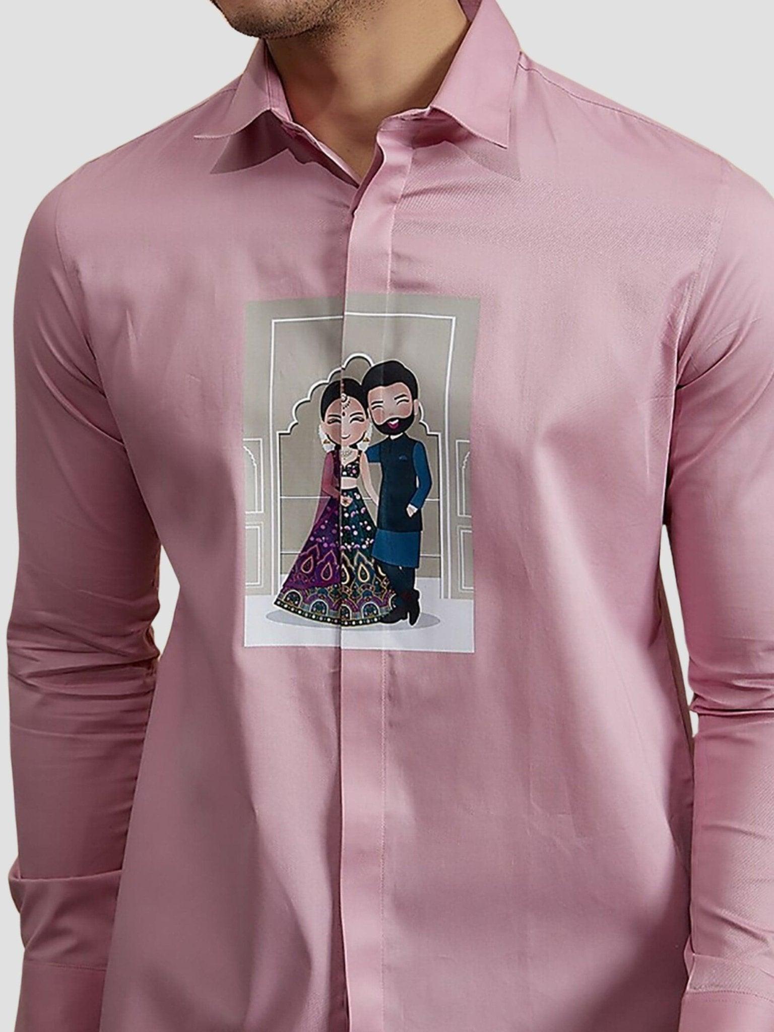 Printed Festive Pink Shirt - HE SPOKE - For Men