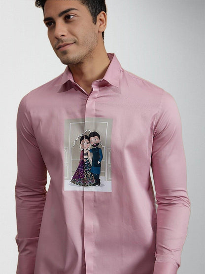 Printed Festive Pink Shirt - HE SPOKE - For Men