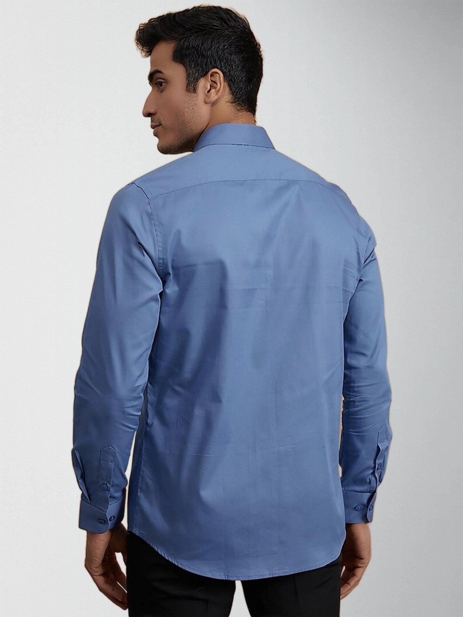 Printed Party Wear Blue Shirt - HE SPOKE - For Men