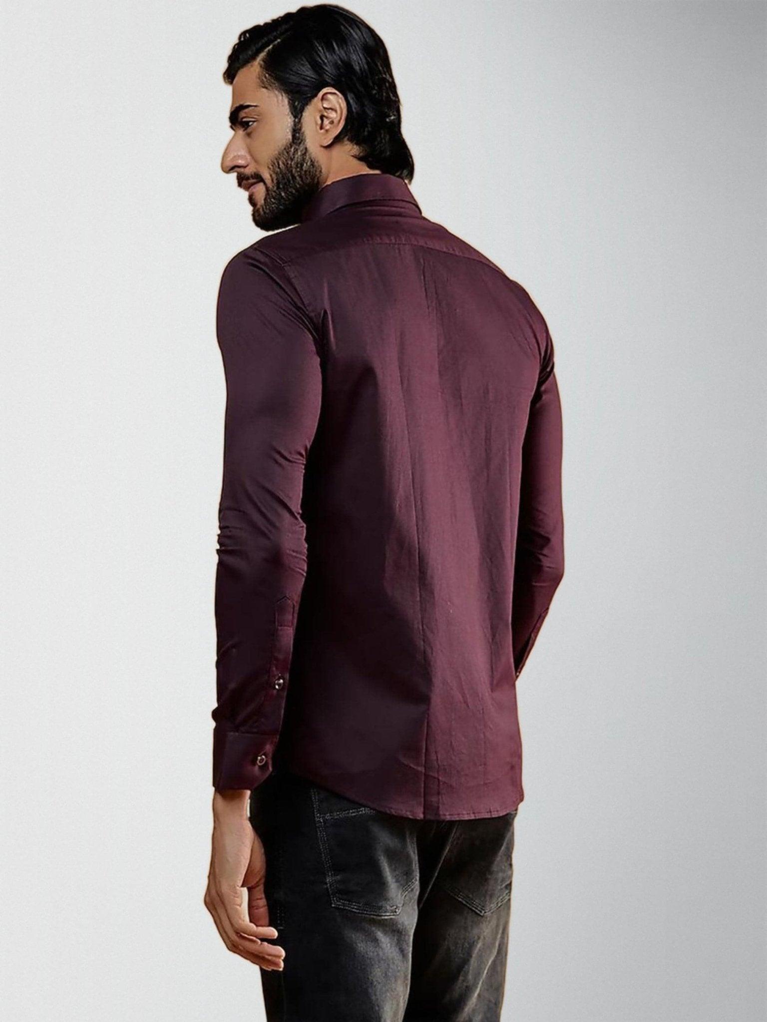 Printed Party Wear Burgundy Shirt - HE SPOKE - For Men