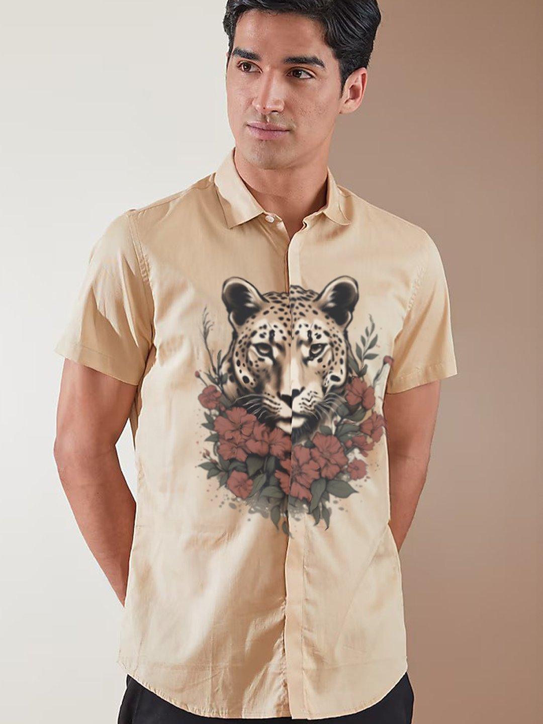 Printed Smart Casual Cream Shirt - HE SPOKE - For Men