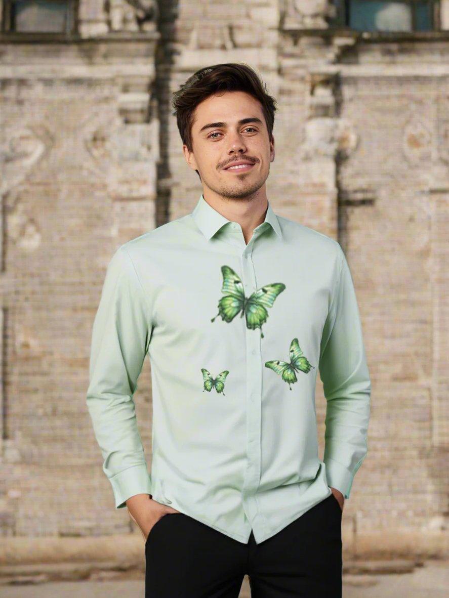 Printed Smart Casual Green Shirt - HE SPOKE - For Men