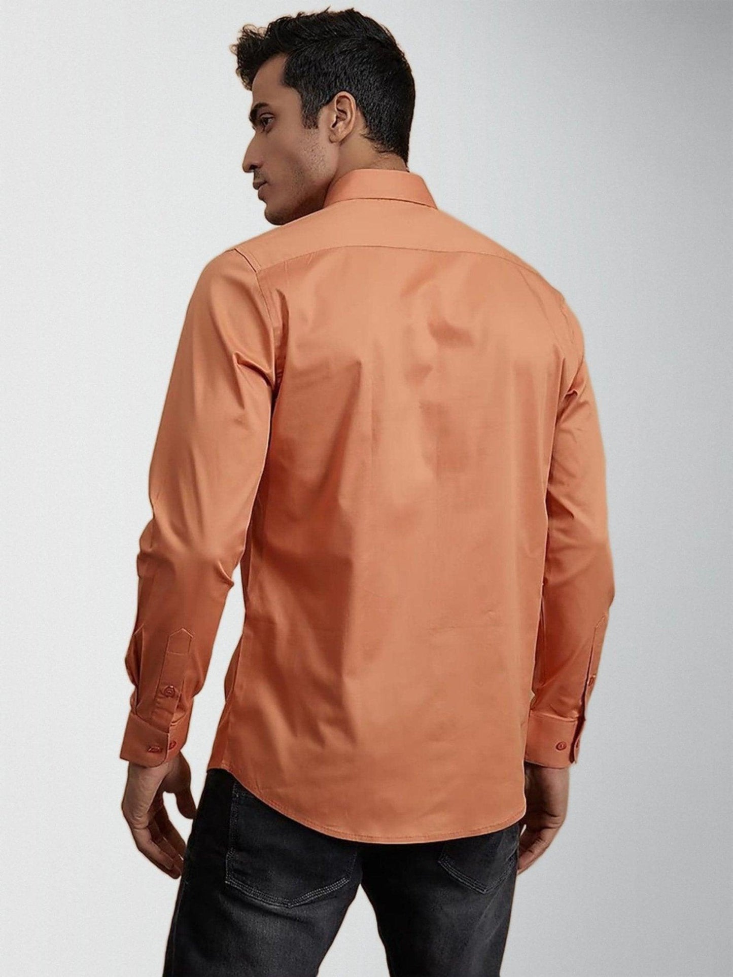 Printed Smart Casual Orange Shirt - HE SPOKE - For Men