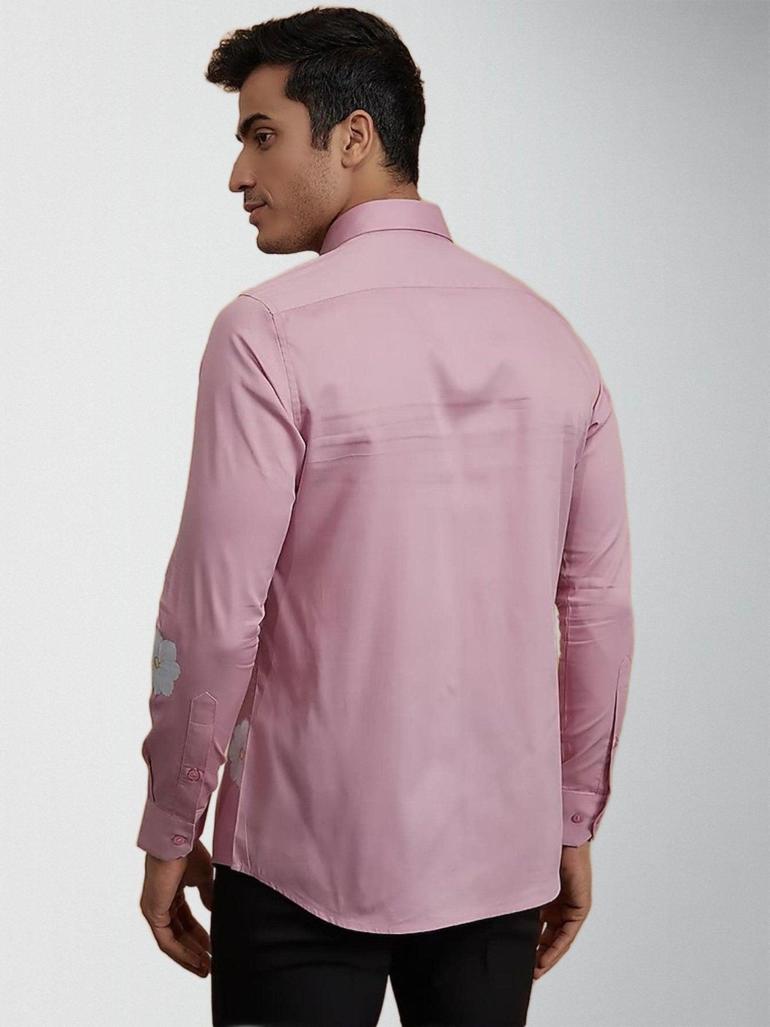 Printed Smart Casual Pink Shirt - HE SPOKE - For Men