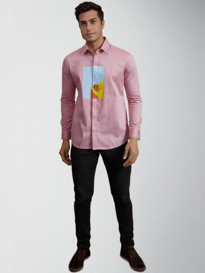 Printed Smart Casual Pink Shirt - HE SPOKE - For Men