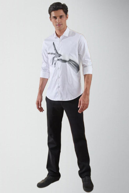 Printed Smart Casual White Shirt - HE SPOKE - For Men