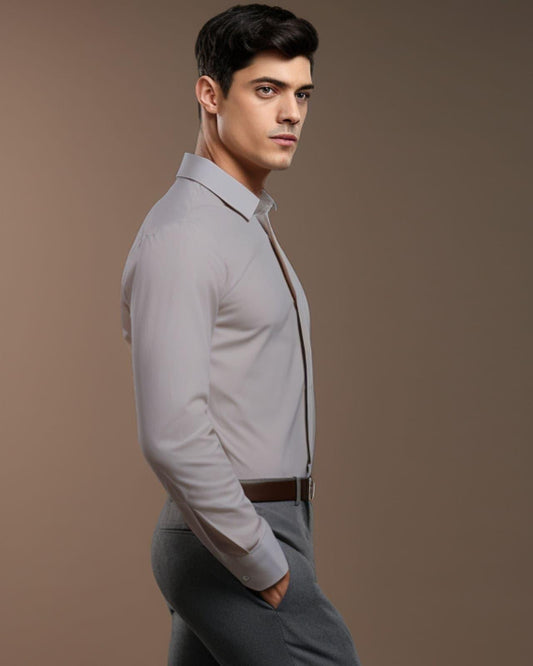 Solid Formal Grey Shirt - HE SPOKE - For Men