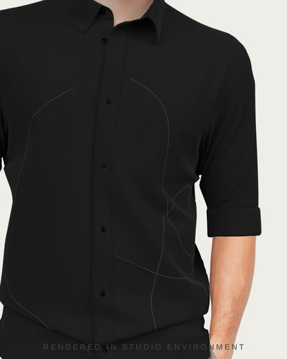 Embroidered Pattern Black Shirt
