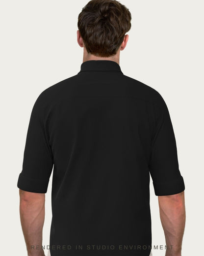 Embroidered Pattern Black Shirt