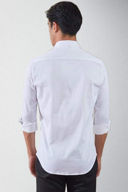 Embellished Spread Collar Cotton Casual Shirt
