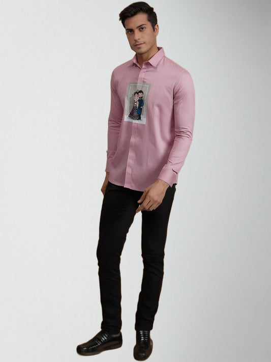 Printed Festive Pink Shirt
