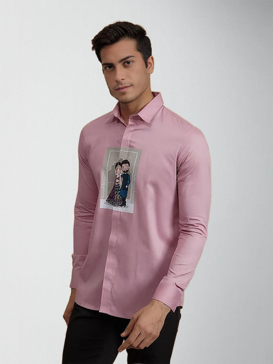 Printed Festive Pink Shirt
